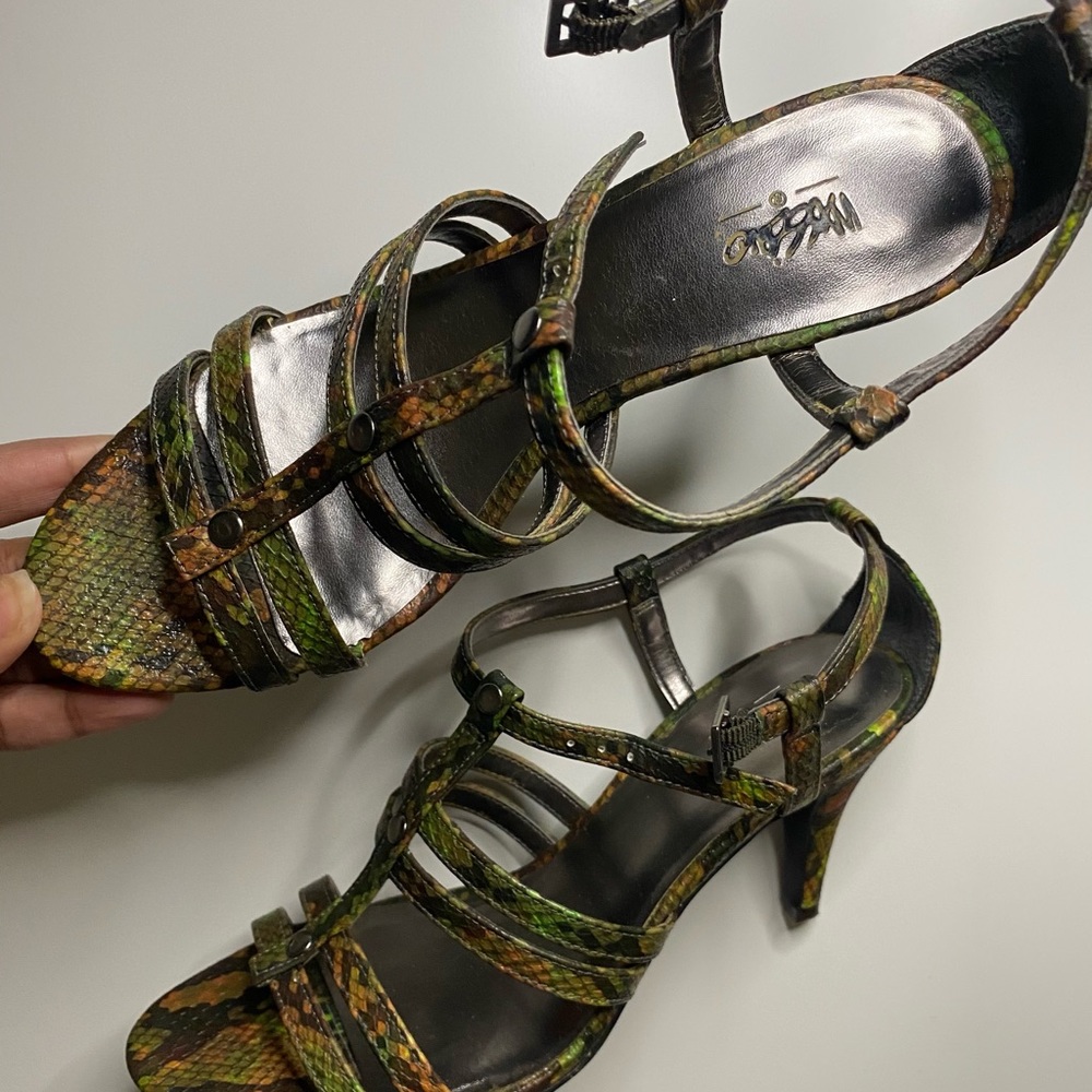 Snake Print Strappy Heels
